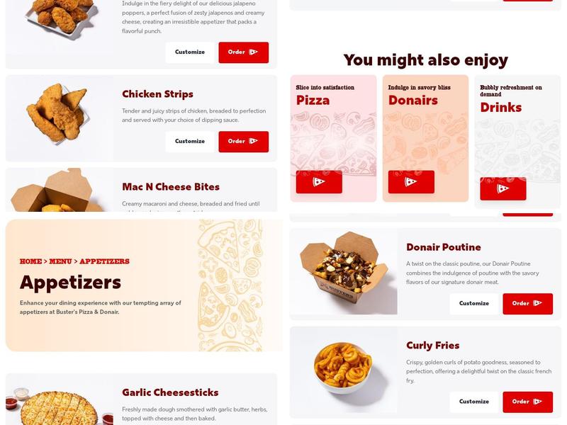 Buster's Pizza & Donair Menu