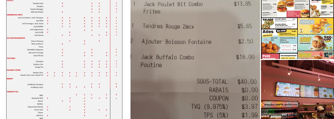 Jack Le Coq Menu