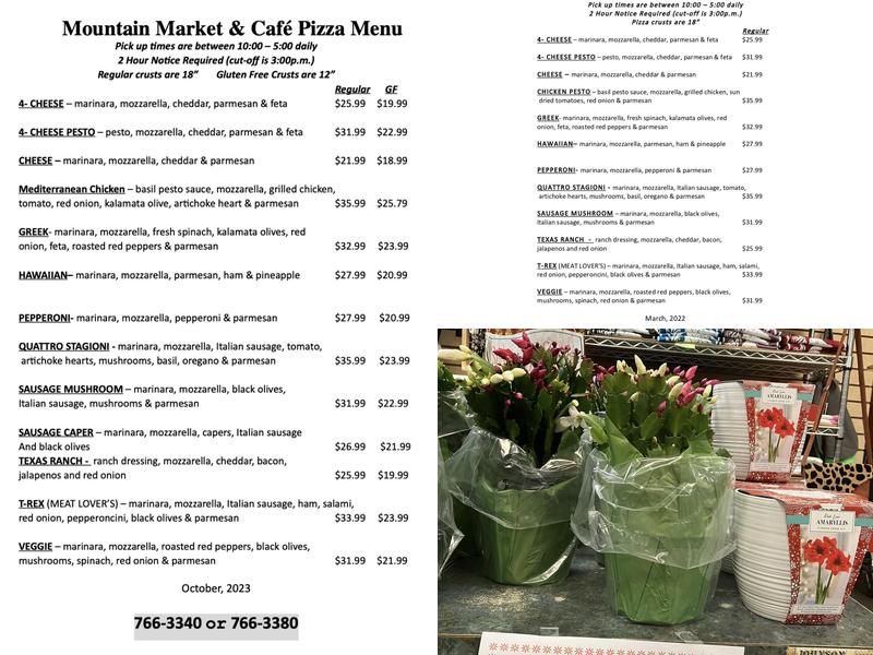 Mountain Spirits Menu