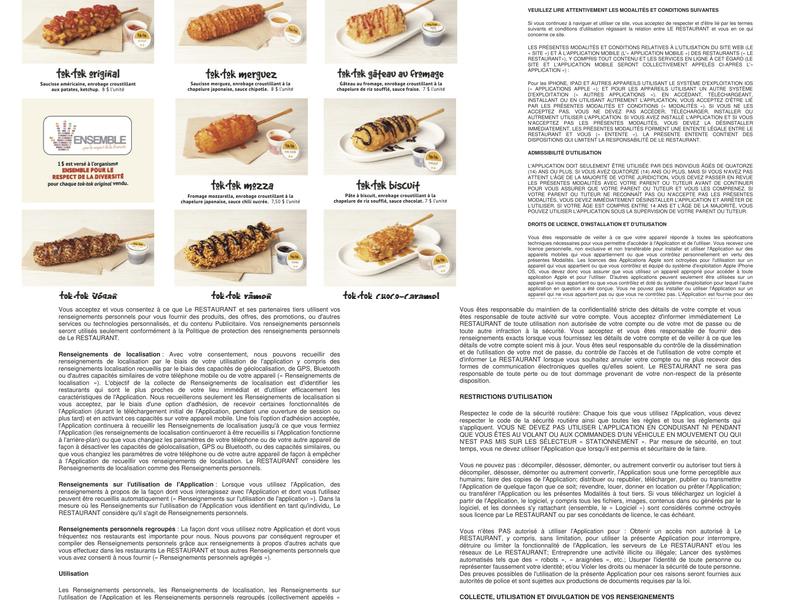 tok-tok Vaudreuil Menu