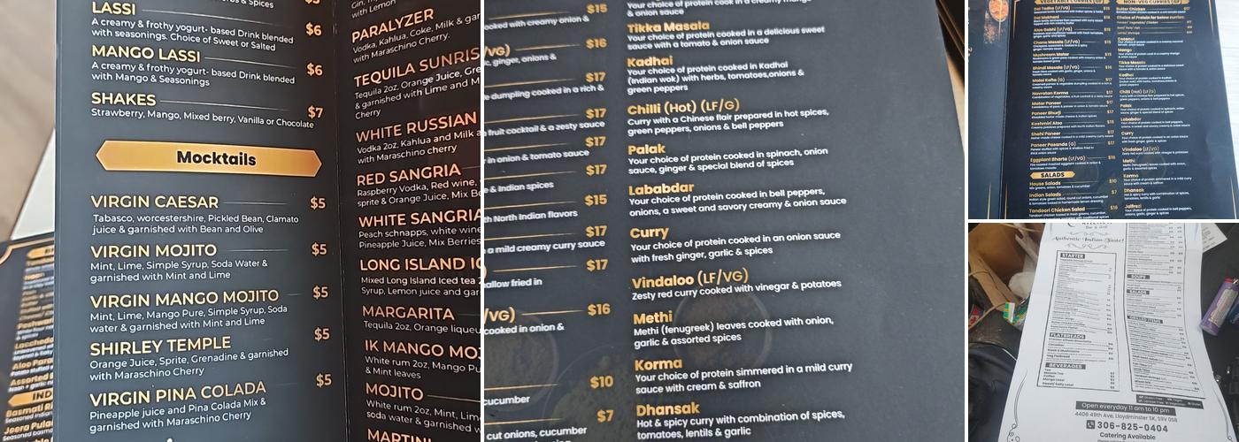 Indian Kitchen Lloydminster Menu