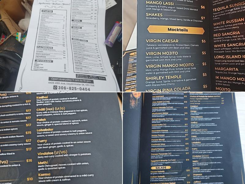 Indian Kitchen Lloydminster Menu