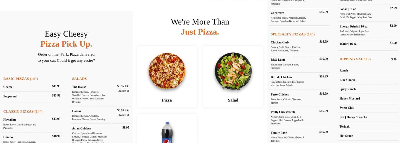 Sidelines take and bake pizza Menu