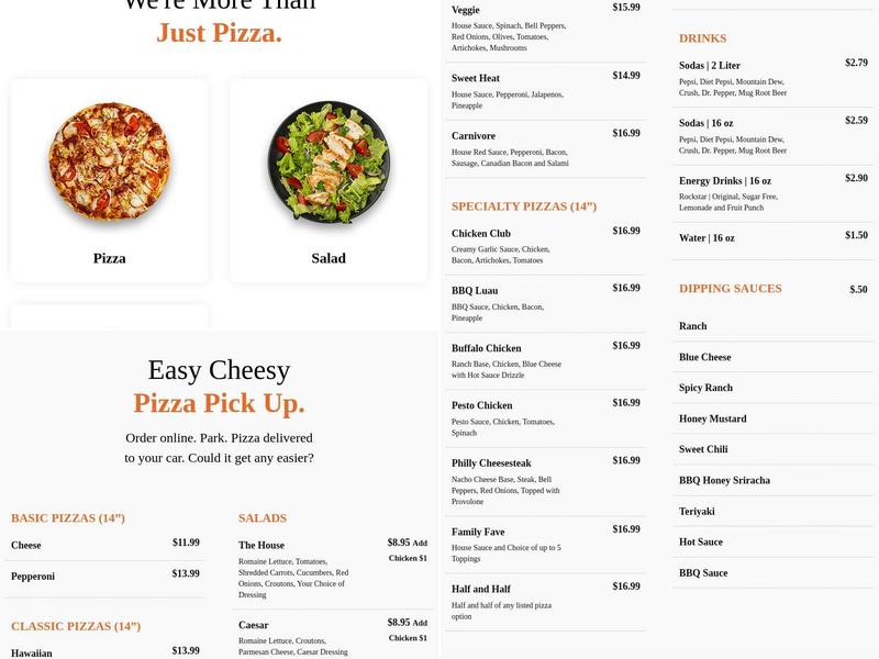 Sidelines take and bake pizza Menu