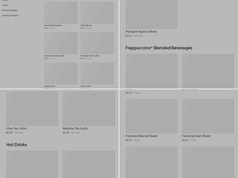 Starbucks Menu