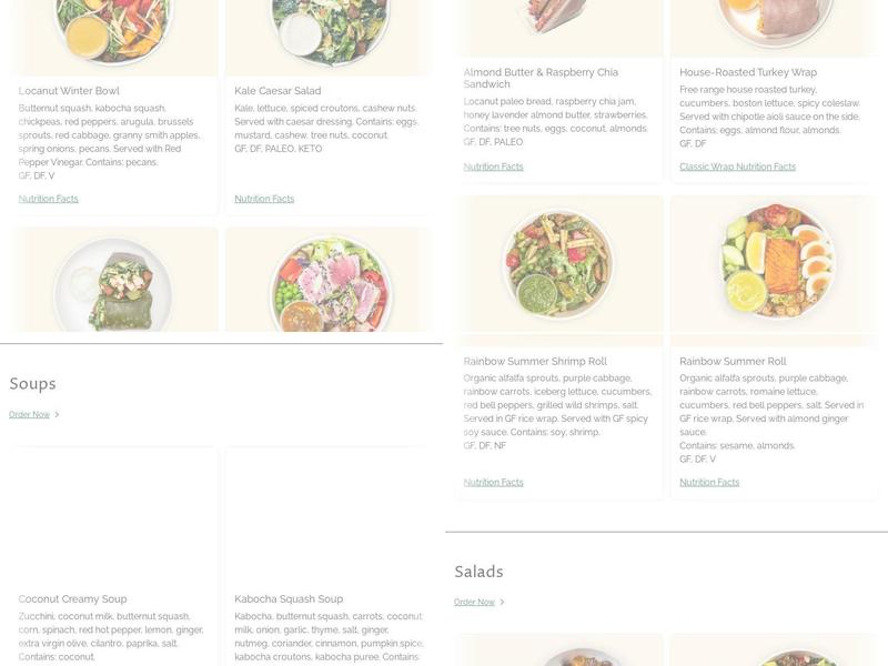 Locanut Menu