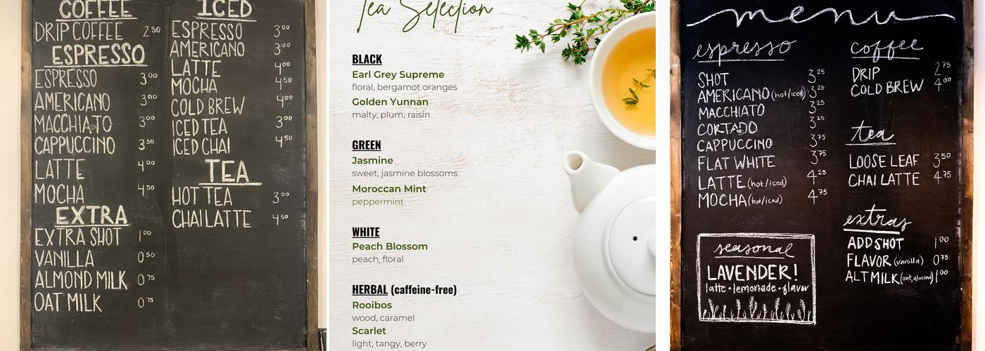 Cor Coffee Menu
