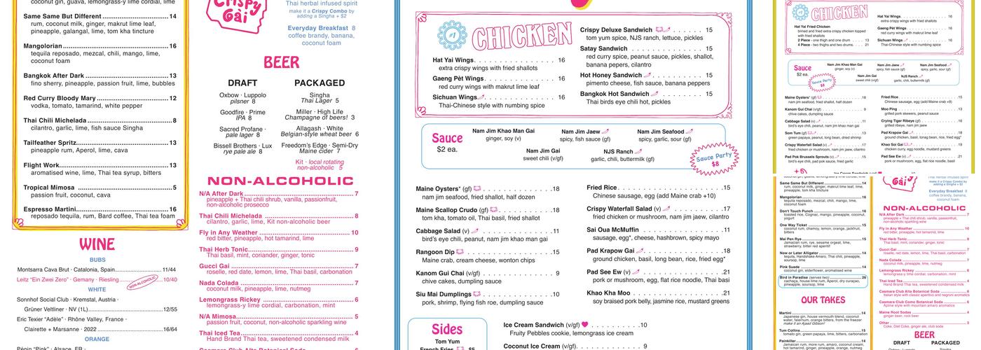 Crispy Gai Menu