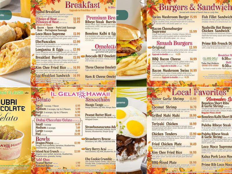 Island Gourmet Coffee Menu