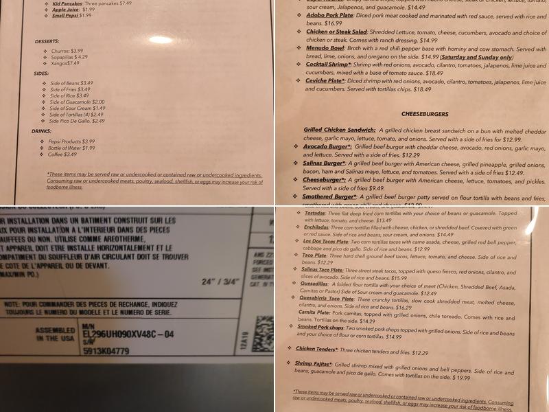 Salinas Mexican Food Menu