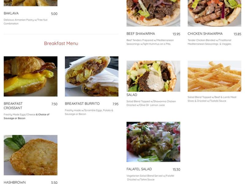 Lucy's Armenian-Mediterranean Grill Menu