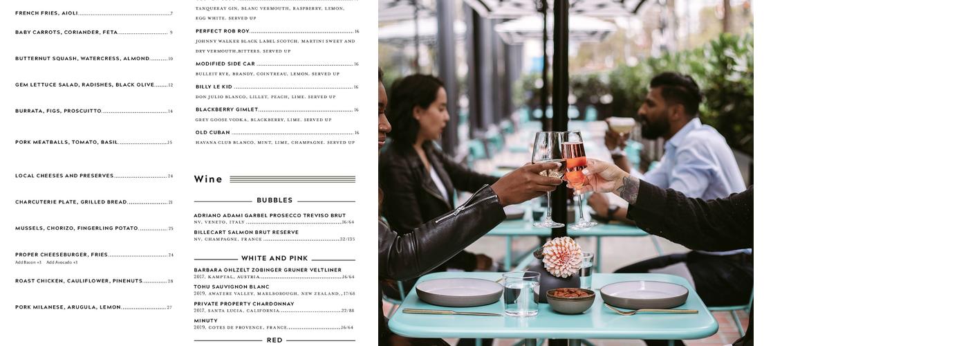 Proper Patio Menu