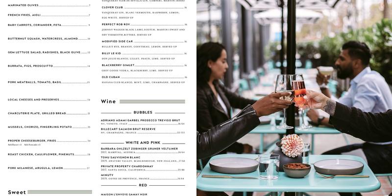 Proper Patio Menu