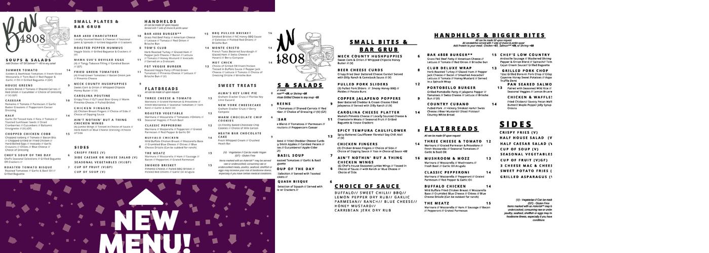 Bar 4808 Menu