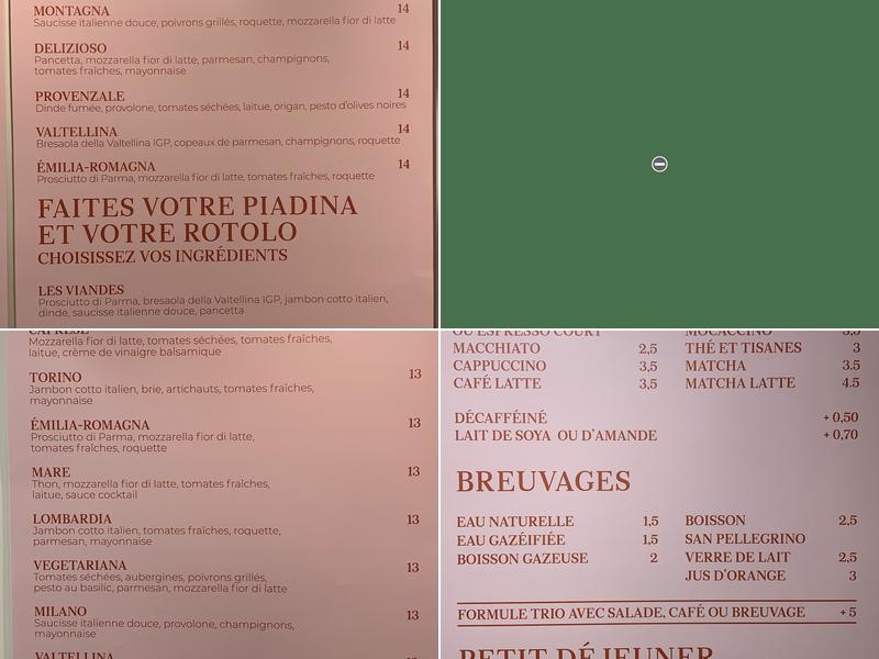 Comptoir La Piadina Menu