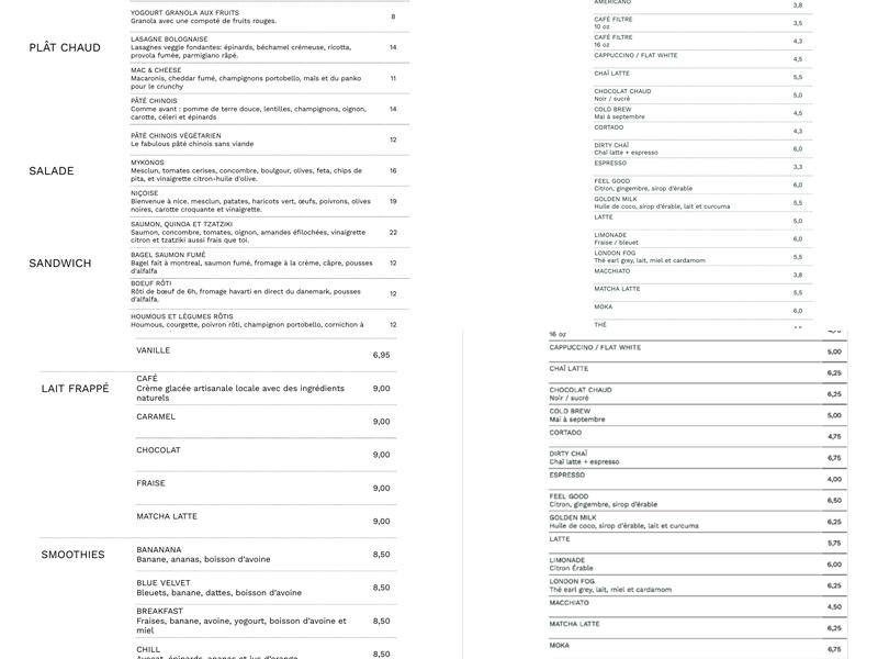Le Petit Dep｜Café-Épicerie｜St-Sulpice Menu
