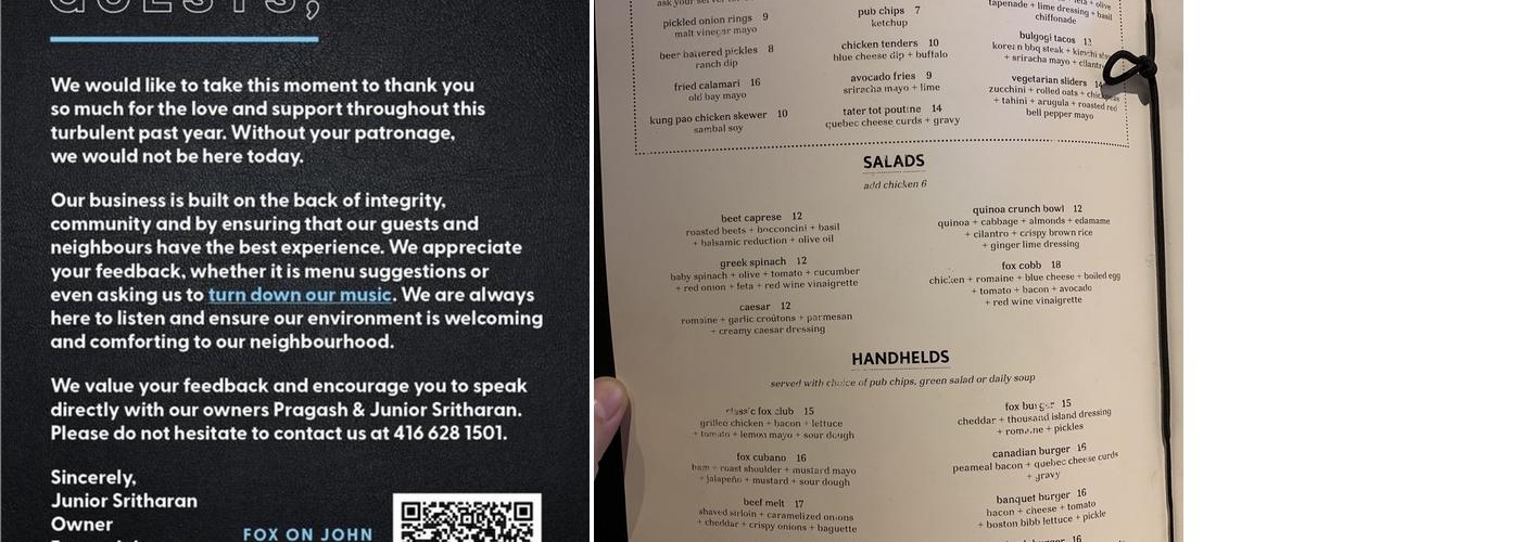 City Pizza inside The Fox Menu