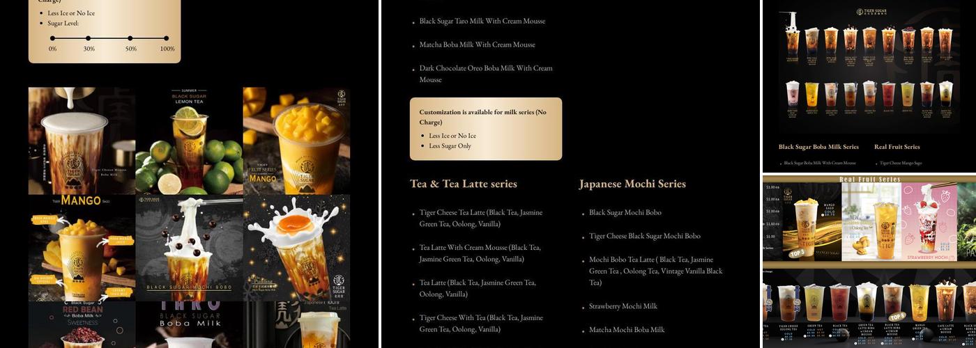 Tiger Sugar Menu