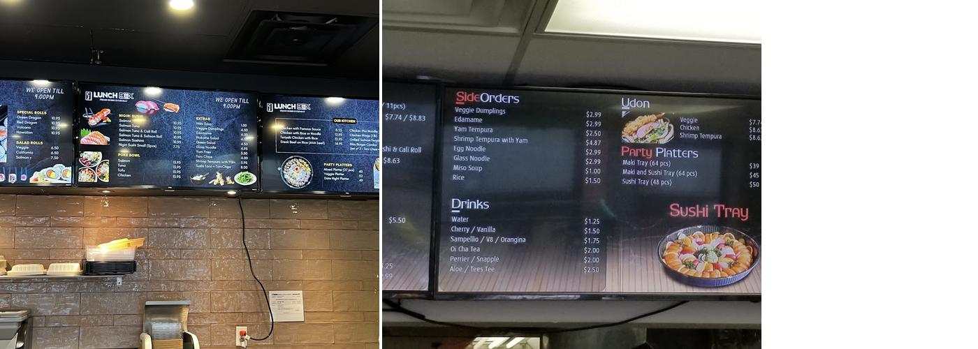 CJ Lunch Box Menu