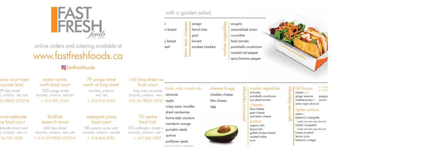 fast fresh food Menu