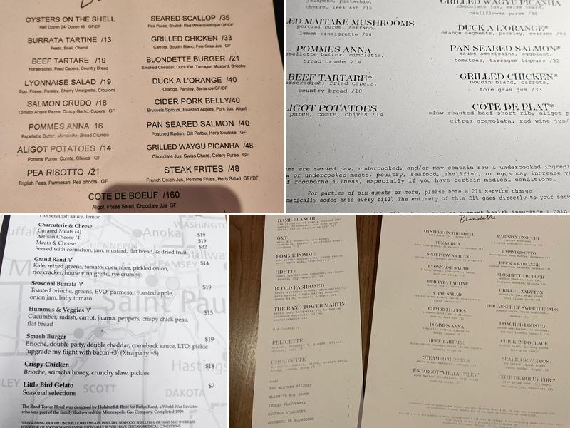 Blondette Menu