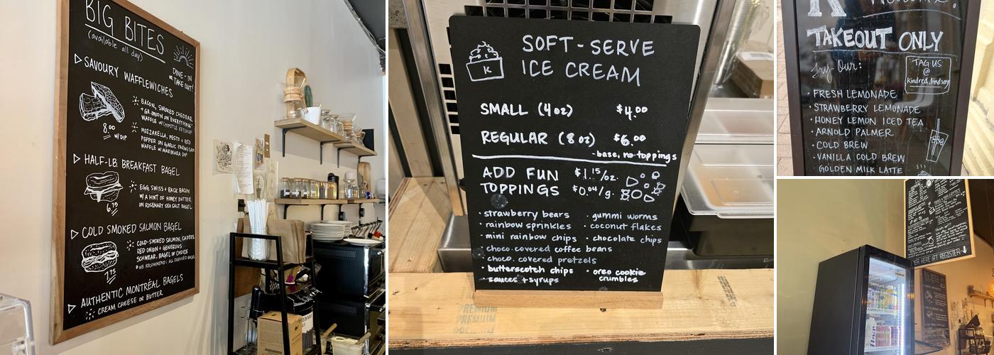 Kindred Coffee Bar Menu