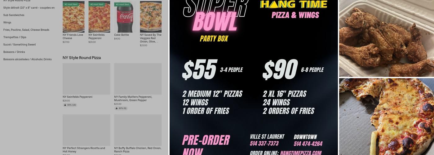 Hang Time Pizza Ville St Laurent Menu