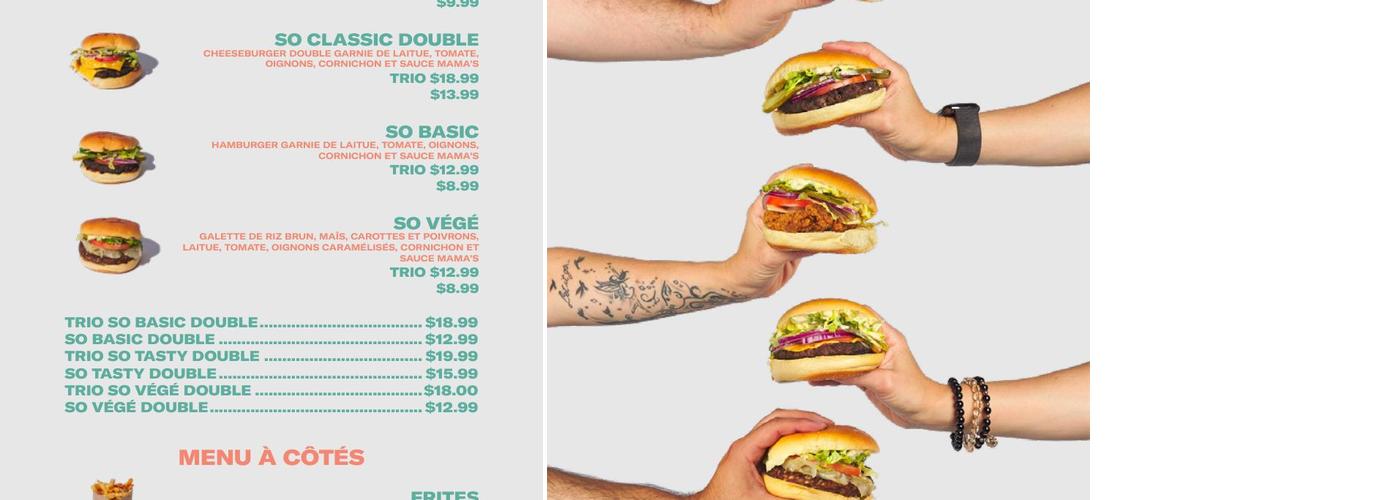 Yo Mama's Burgers Menu