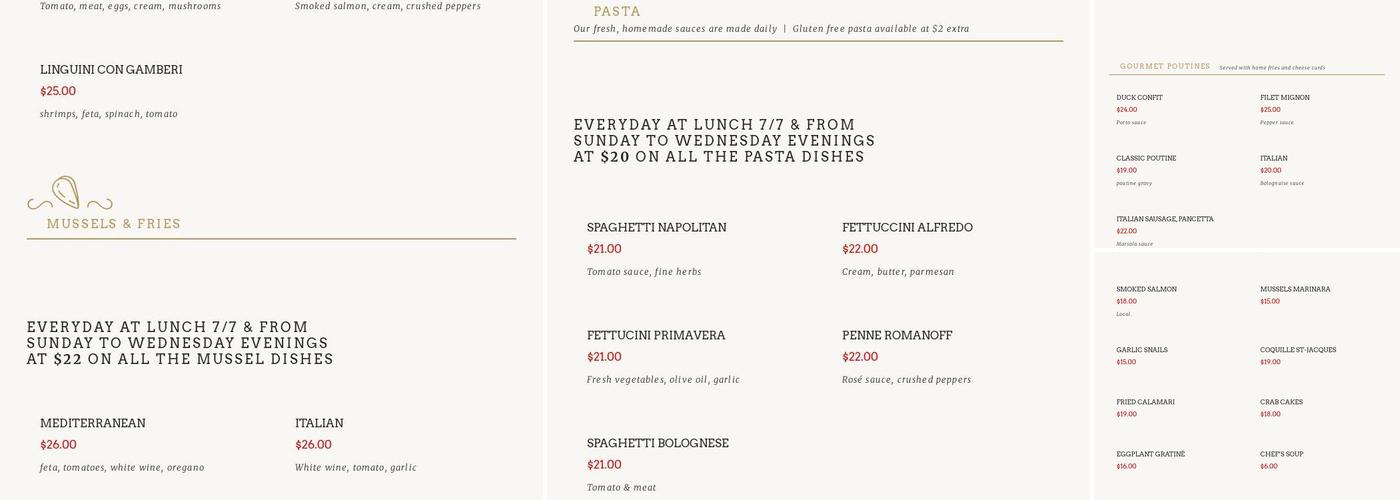 Restaurant L'académie Ste-Thérèse Menu