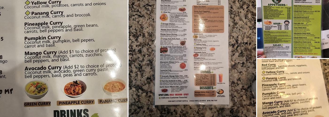 Simply Fresh Thai Menu