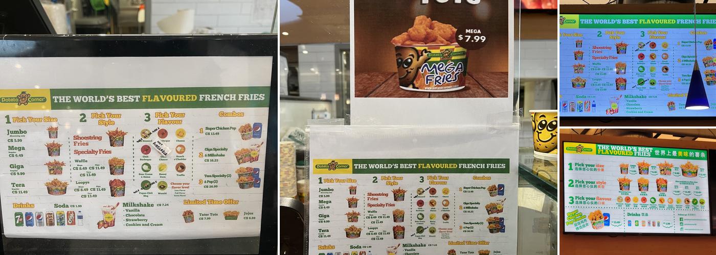 Potato Corner Aberdeen Centre Menu