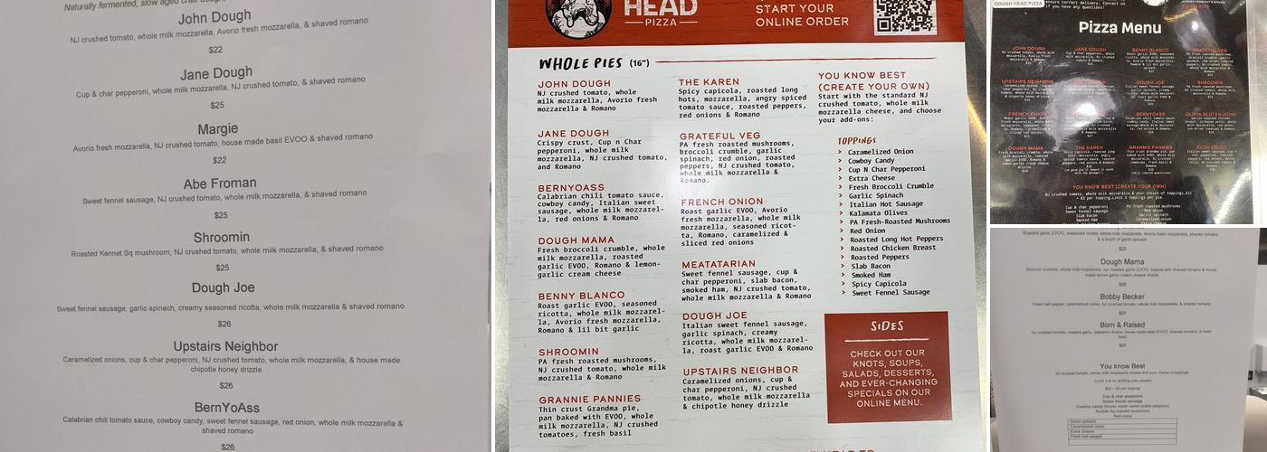 Dough Head Pizza Menu