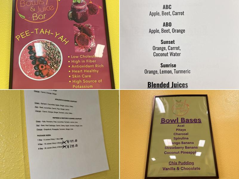 Om Bowls And Juice Bar Menu
