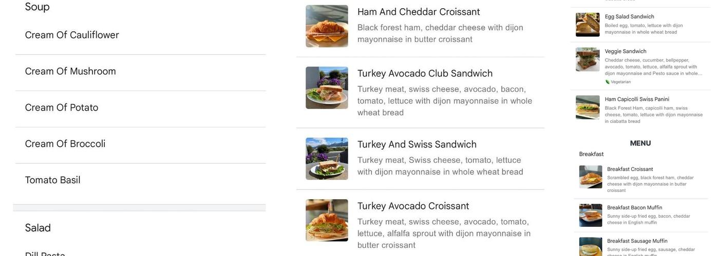 Naked Lunch Express Menu