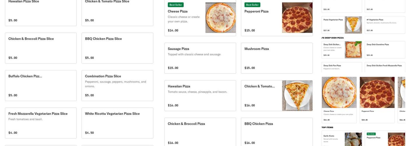 J's Pizza Menu