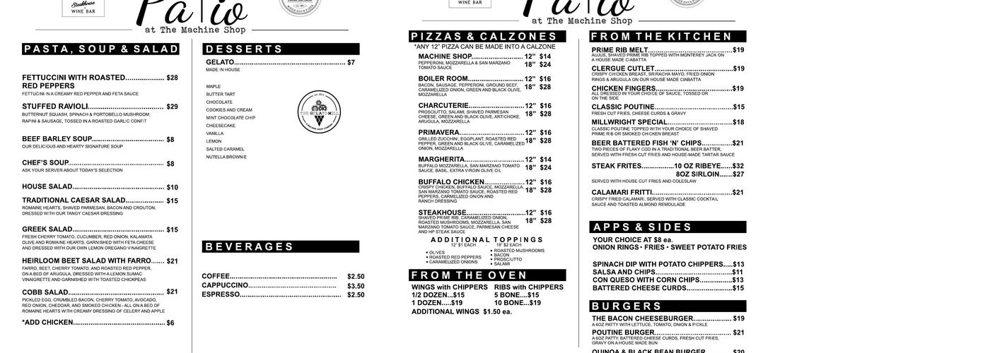 The Train Station Menu