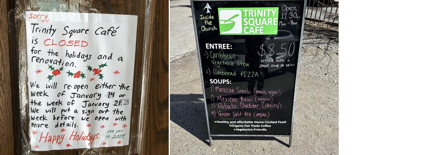 Trinity Square Cafe Menu