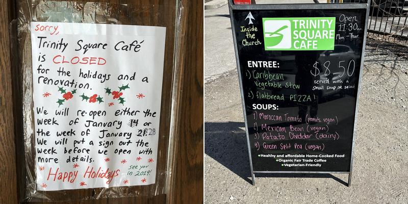 Trinity Square Cafe Menu