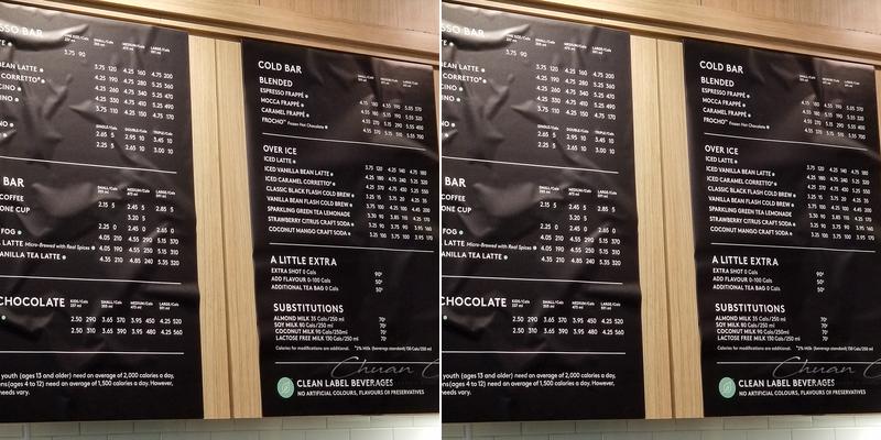 Second Cup Café Menu