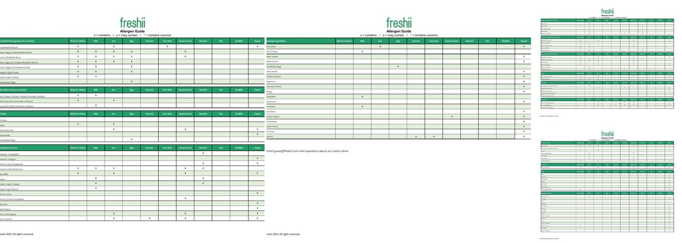 Freshii Menu