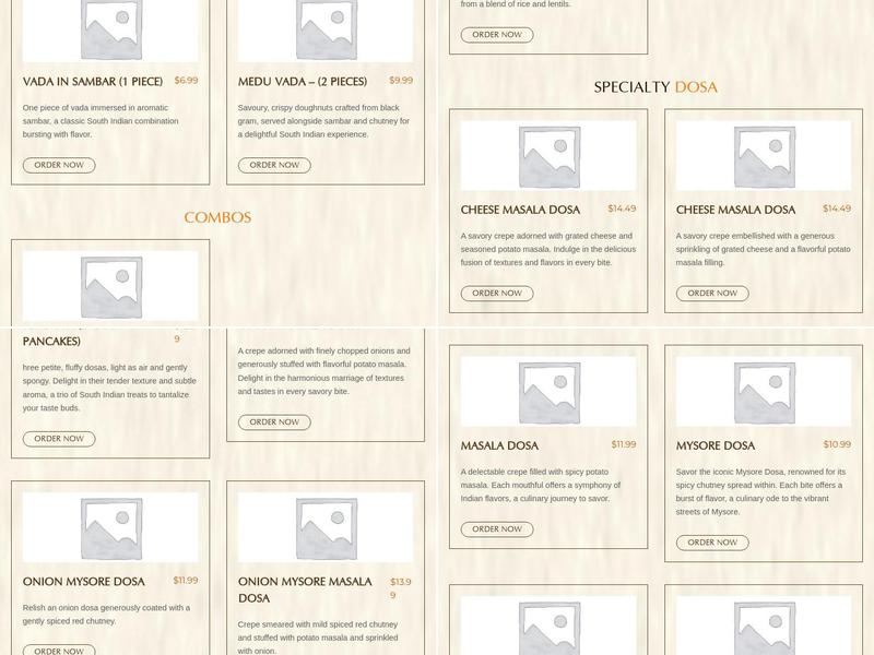 Dosa Spot Menu