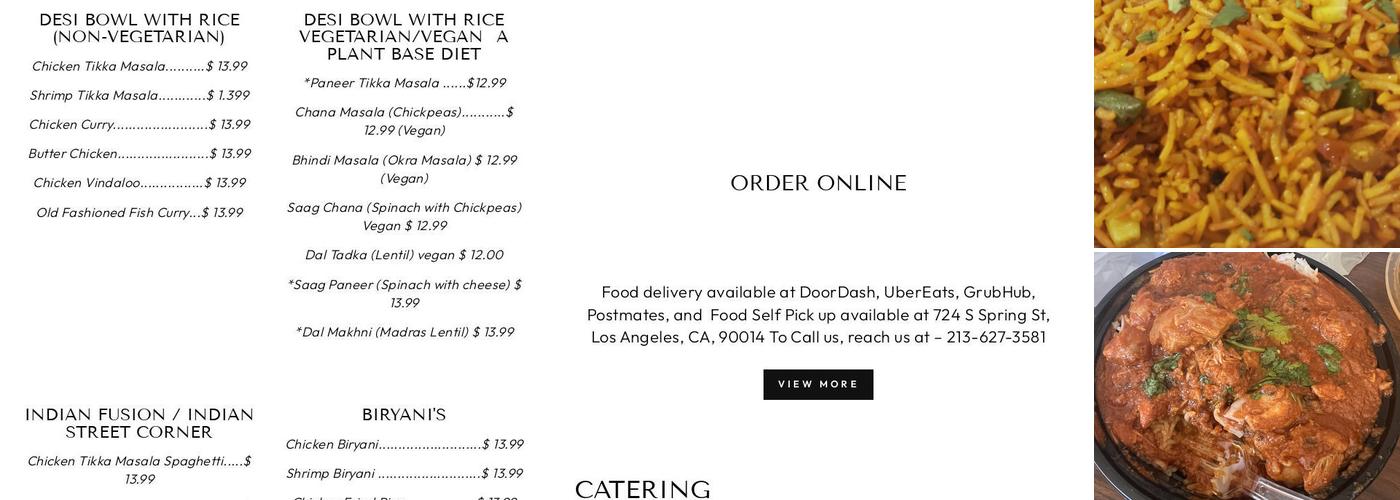 No Worries Curry Menu