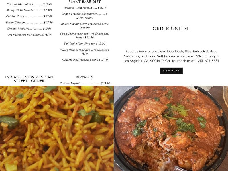 No Worries Curry Menu