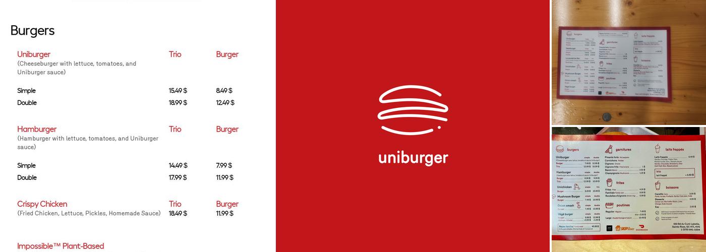 Uniburger Menu