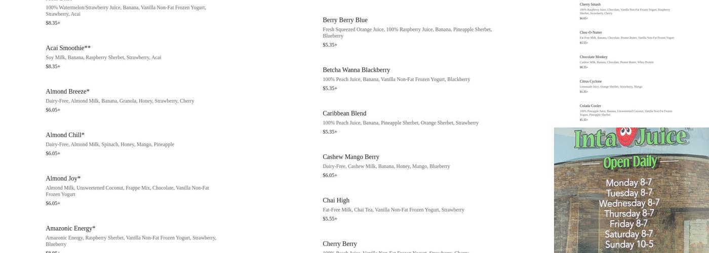 Inta Juice - Laramie Menu