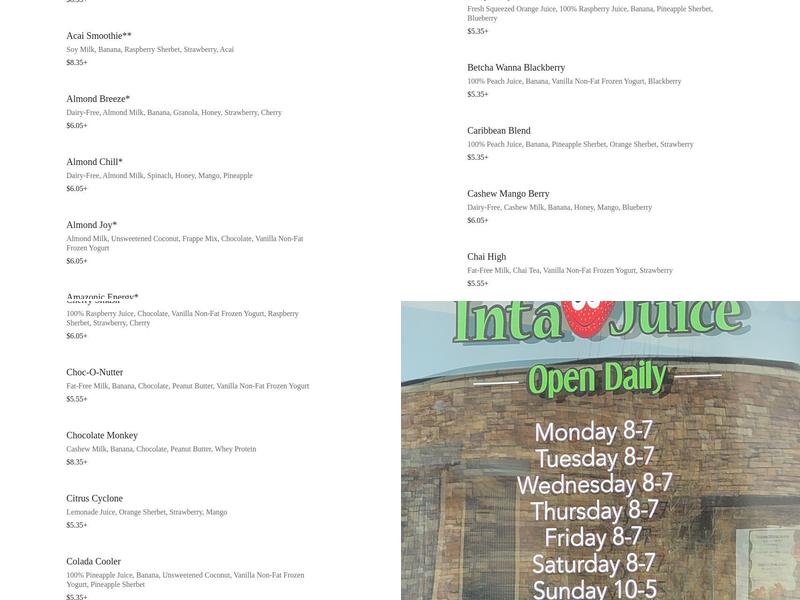 Inta Juice - Laramie Menu
