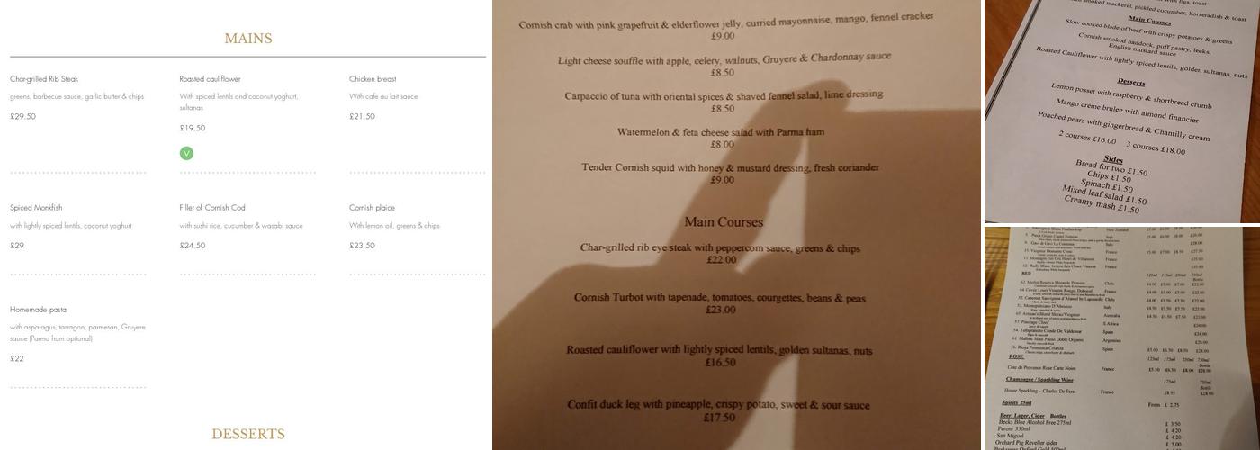 The Golden Ball Menu