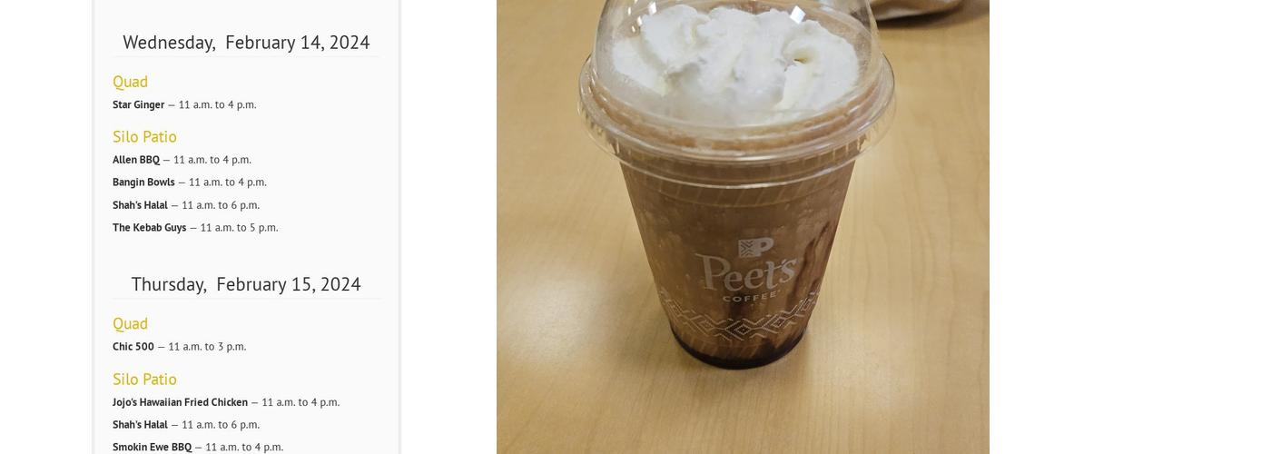 Peet's Coffee Menu