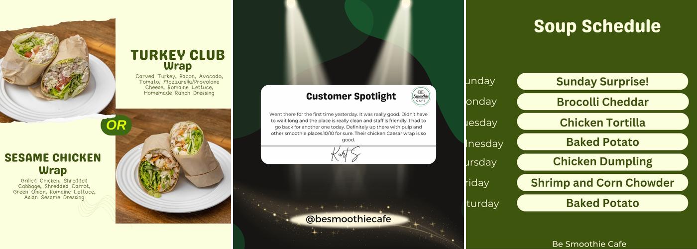 Be Smoothie Cafe Menu