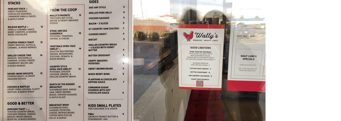 Wally's Menu